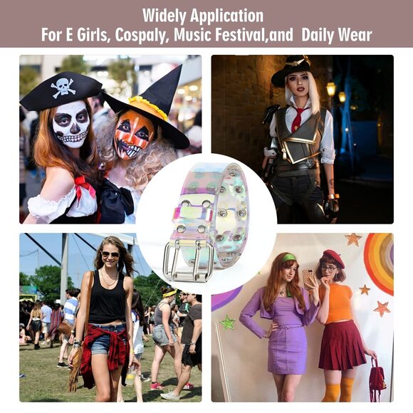 6876 Clear Double Grommet Belts With Holes For Women Men Teens E Girls - Picture 4 of 4